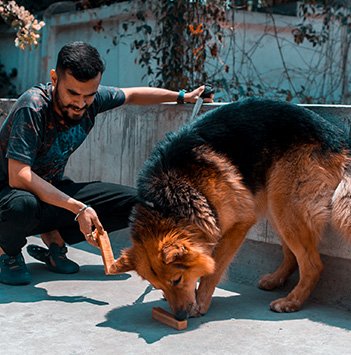 Dipendra Sharma<br> with his dog Tiger